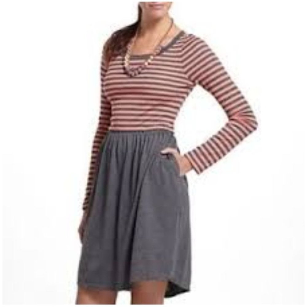 Saturday Sunday Anthropologie M Gray Striped‎ Knit Dress Pockets
